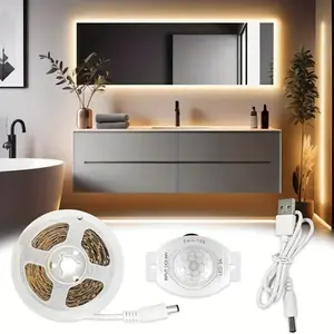 1pc of Usb-Powered Warm White LED Strip Light with Motion Sensor, Can Be Cut, Double-Sided Adhesive, Suitable for Lighting in Bedrooms, Kitchens, And Corridors, Ranging from 39.37 to 393.7 Inches