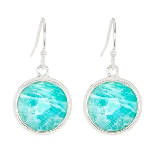 Amazonite Round Earrings, Handmade Jewelry, Gift For Her, Gemstone Earrings, Earrings Of The Day, Natural Stone