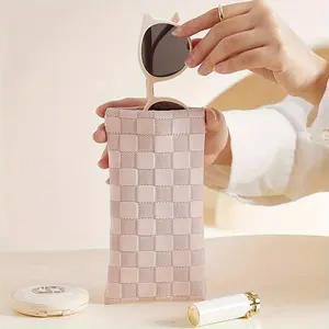 Portable Mini Storage Bag, 1 Count PU Leather Storage Bag, Multifunctional Glasses/Sunglasses Case, Travel Storage Bag for Earphone, Earbud Headset, Headphones, Lipstick, Coin