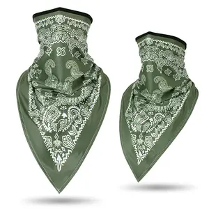 Olive Green Multi-Functional Men's Neck Gaiter - UV Protection, Breathable Cycling Accessory, Convertible to Face Mask, Triangle Scarf, Paisley Headscarf, Balaclava, Fashion Gift