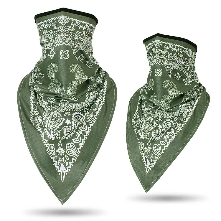 Olive Green Multi-Functional Men's Neck Gaiter - Breathable Anti-UV Sun-Blocking Neckerchief, Fast-Drying Sun Protection Cycling Accessory, Convertible to Face Mask, Triangle Scarf, Paisley Headscarf, Balaclava, Fashion Gift, Breathable Anti-Uv Neckerchie