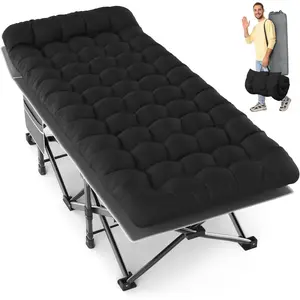 32 Inch Extra Large Portable Folding Camping Cot for Adults, 900LBS Support Outdoor Sleeping Cot Bed with Mattress Pillow Carry Bag for Office Nap Beach Travel RV