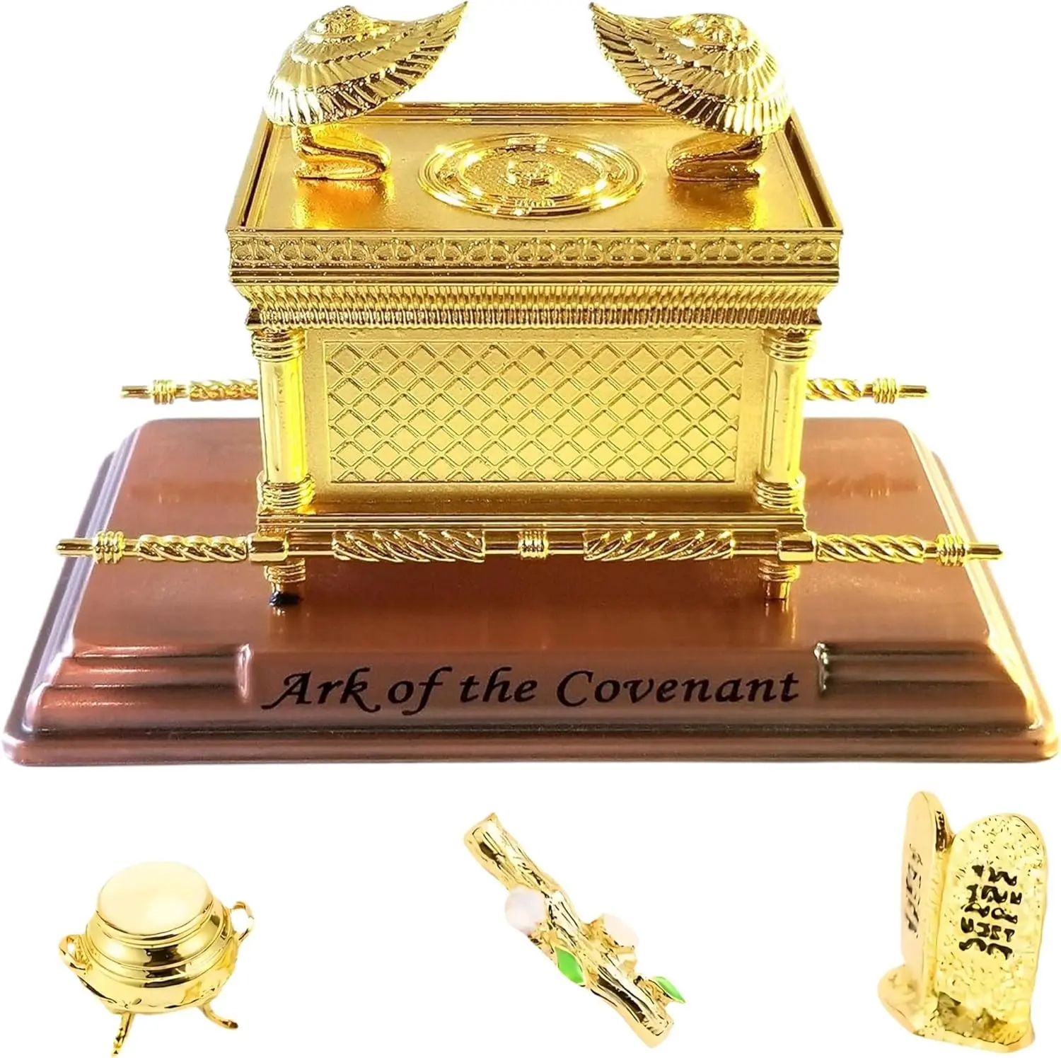 Ark of The Covenant Model Replica - Biblical Tabernacle with Aaron's Rod, Manna & Stone Tablets for Collectors, Religious Decor, Bible Study（Middle Size）