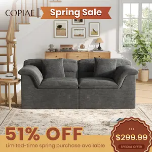 COPIAE 81-88" Modular Boneless Couch, Corduroy Sofa with 27" Deep Seat, Backrest Lumbar-Back-Neck Support Couches, No Assembly Compressed Sofa, Sectional Sofa Couches with Dual-Layer Upholstered Cushions for Living Room/Apartment Movie Night