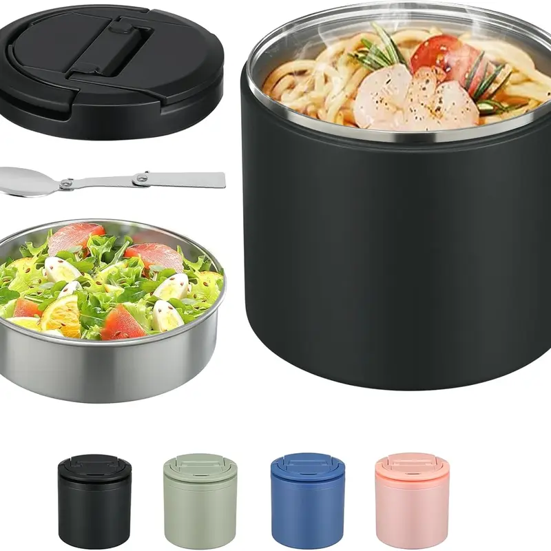 #sohochic 40oz Portable Vacuum Insulated Stainless Steel Soup Jar for Adults - Leak-Proof Tableware Lunch Container with Carry Handle, Silicone Cover, Spoon, BPA-Free, Wide-Mouth, Dish-Safe Canister