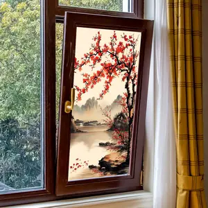 Chinese Style Window Sticker, 1 Count Double Sided Window Decal, Window Decorative Sticker for Home Living Room Bedroom, Ornaments