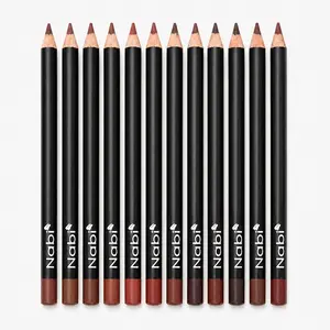 Nabi 12 BROWN Color Lip Liner Pencil Set - TYPE B - 12 Shades of Brown 5.5" Long-Lasting Brown Matte Shades with Beeswax & Mineral Oil Makeup Cosmetic