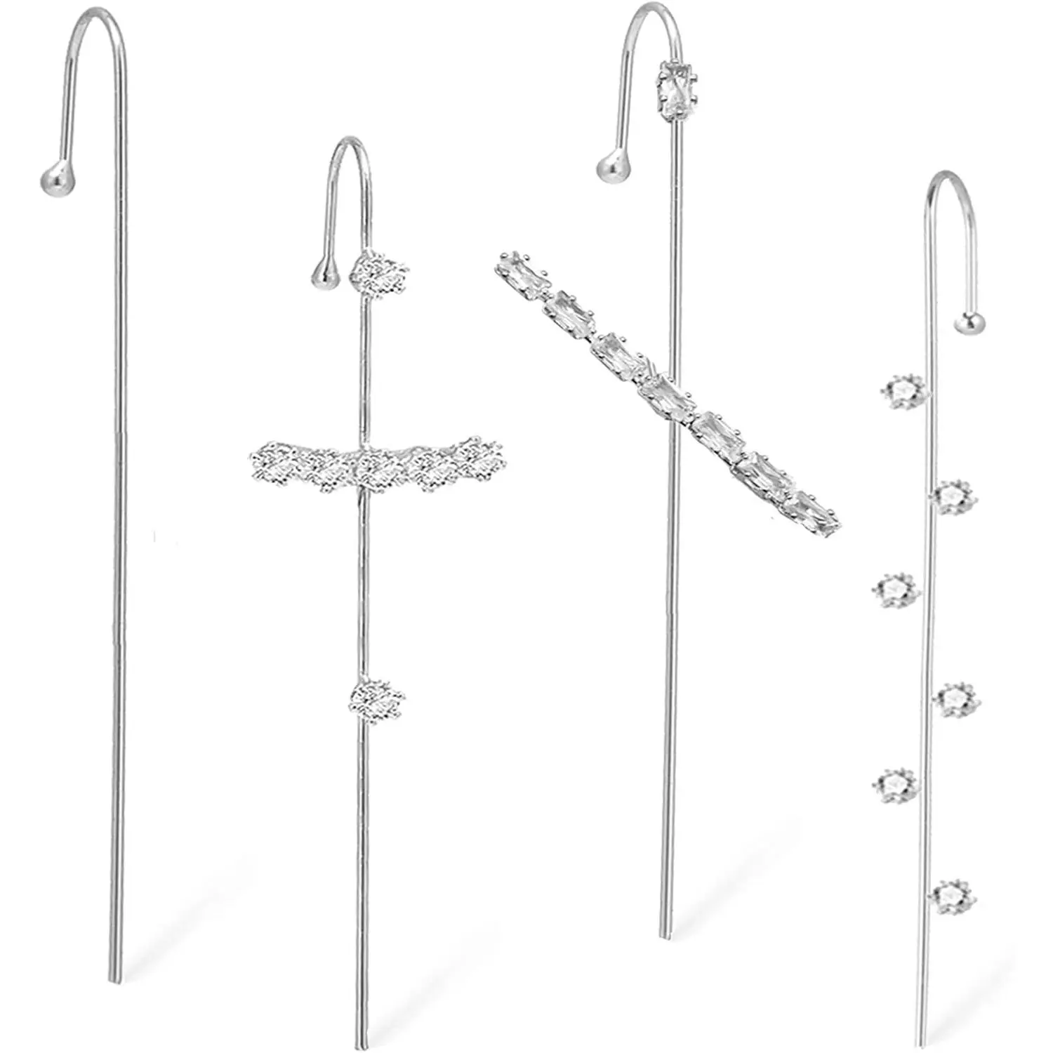 Ear Cuff Crawler Earrings for Women Helix Hook Earrings Wrap Snowflake Rhinestone Lightning Bolt Piercing Jewelry Trendy