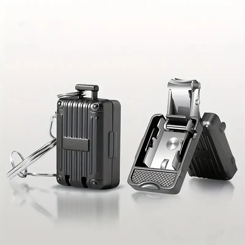 Cutics Portable Foldable Nail Clipper with Built-In Nail File & Keychain - Suitcase & Perfume Bottle Shape, Anti-Splash, Durable for Travel, Home & Gift, Compact Manicure, Stainless Steel Blade