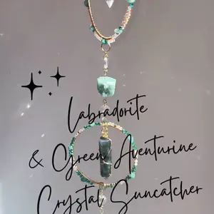 Labradorite and green aventurine healing crystal suncatcher free spirited