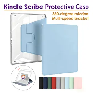 PadShield 360 Rotatable Transparent Cover, Full Protection Shell with Auto Sleep Wake Function for 10.2" Kindle Scribe 2024