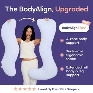 Mellow Sleep | BodyAlign+ Pillow - Full Body Ergonomic Support Pillow for Back, Belly, Hips & Legs, Cooling Side Sleeper Pillow for Pregnancy, Maternity & Body Pain Relief