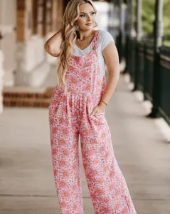 Floral Boho Overalls Pink or Blue: S-3X : 15 Day Ship