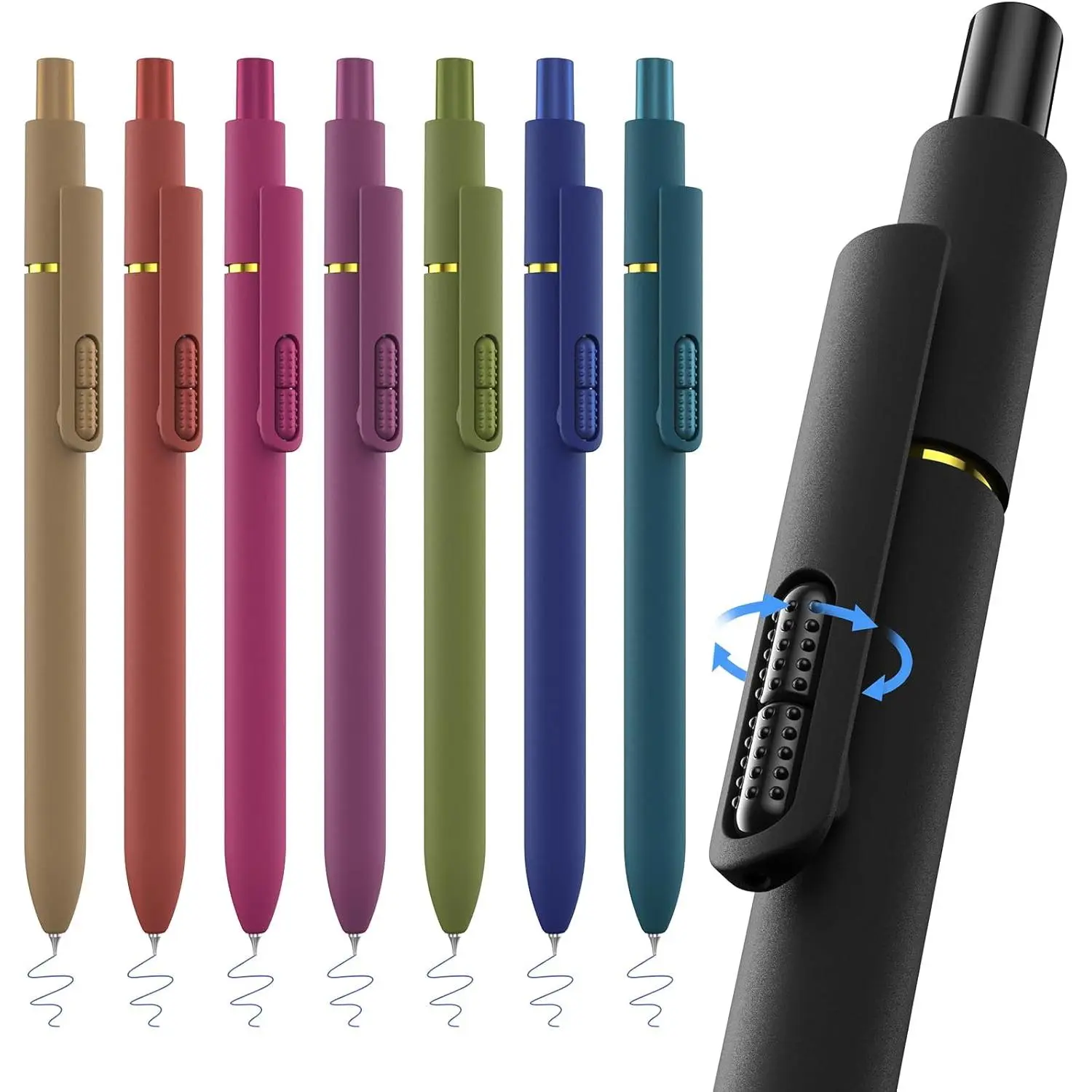 8 count Blue Gel Pens - 0.7mm Medium Point Blue Ink Pens | Smooth Writing - Quick Drying Retractable Pen for Men Women ( - 8 count)