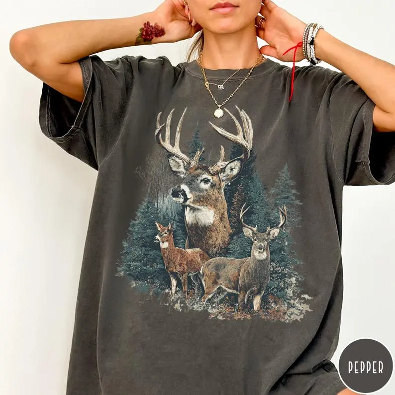 Vintage Deer Comfort Colors T-Shirt Unisex Retro Nature Tshirt, Deer Hunting Aesthetic, Outdoorsy Aesthetic Graphic Tee, Deer Shirt