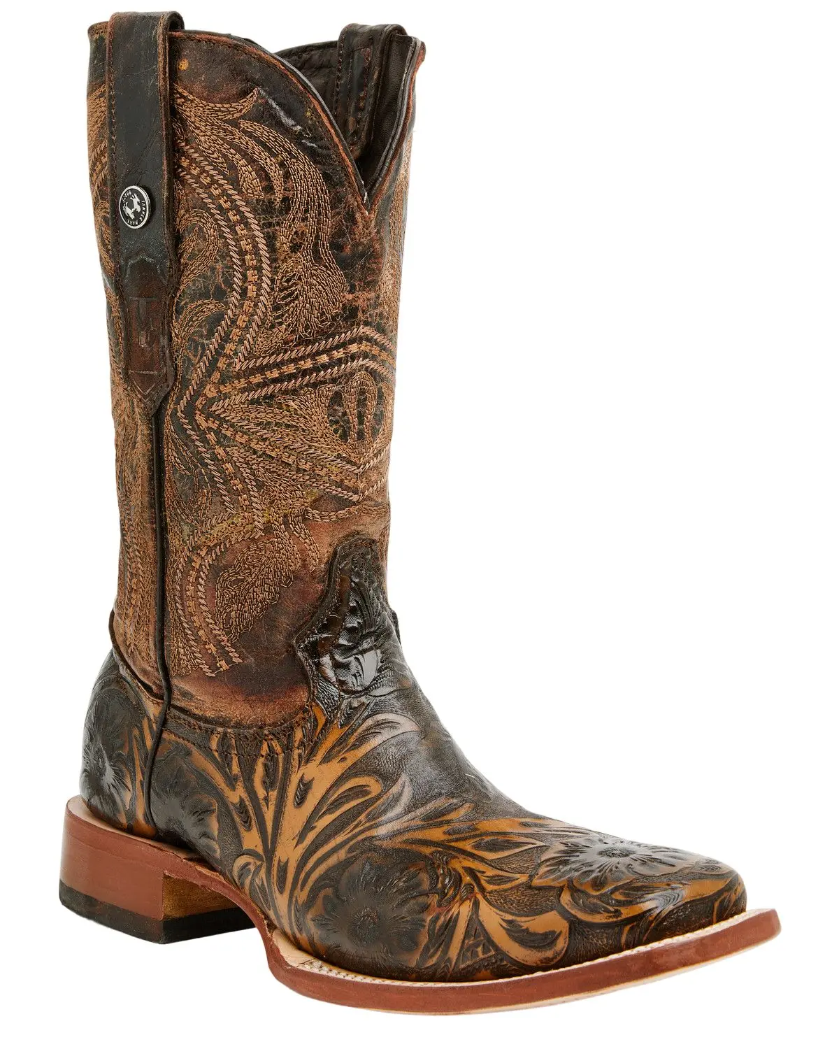 Tanner Mark Men's Men'S Hand Tooled Western Boot Broad Square Toe - Tm205566