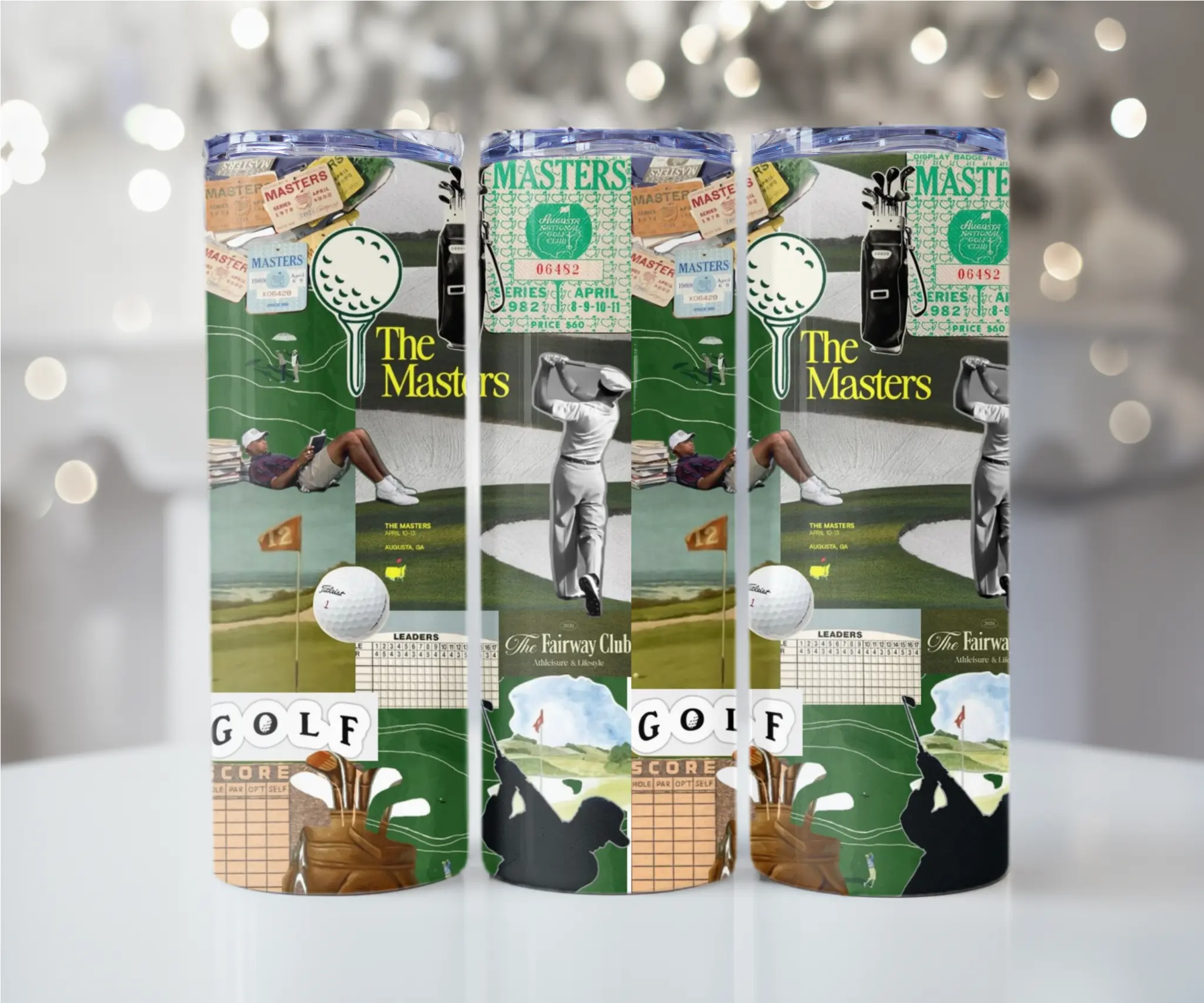 Golf Masters Tumbler 20oz | Insulated Stainless Steel Cup with Straw | Golf Lover Gift