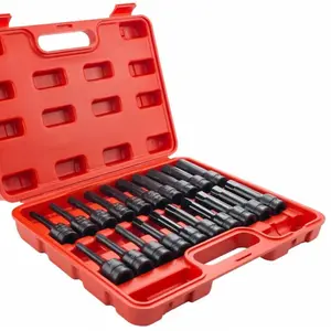 20-Piece 1/2-Inch Drive Impact Hex Wrench Set, Hex Wrenches, SAE/Metric Sizes, 1/4-Inch – 3/4-Inch, 6 mm – 19 mm, Chrome-Molybdenum Steel, Impact-Grade, One-Piece Construction, 1/2-Inch Drive Hex Socket Set, Outdoor Repair Tools