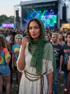 Festive Sequin Vintage Head Wrap, Sparkle Mesh Scarf for Music Festival, Y2K Style Polka Dot Design, Fitted Party Accessory