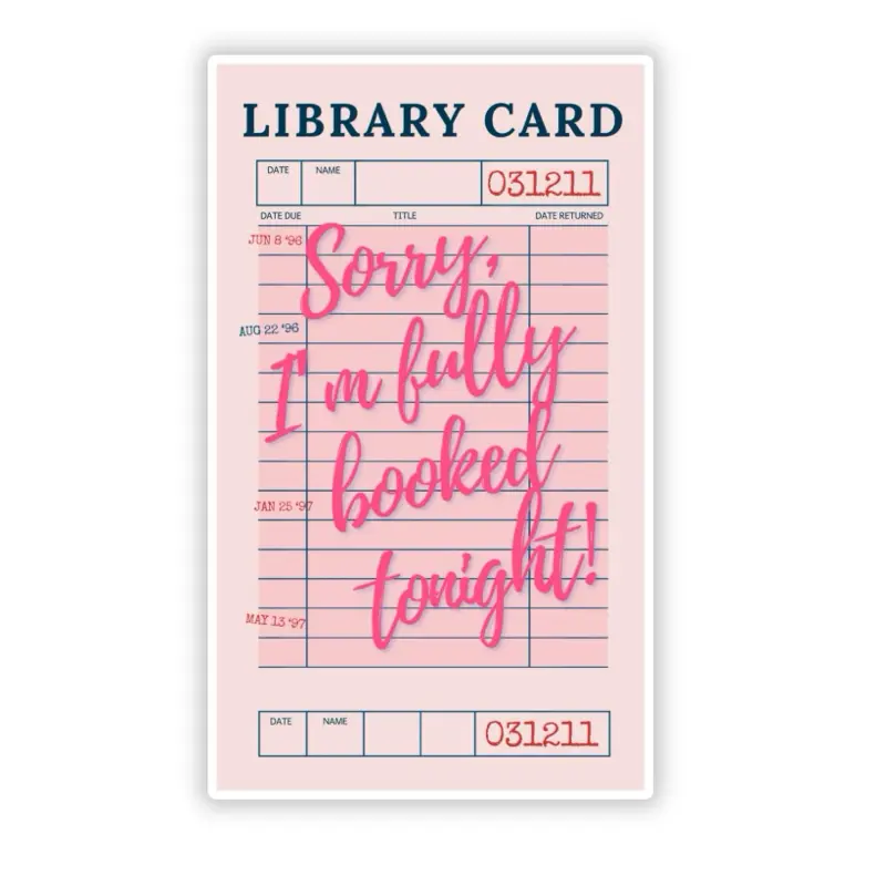 Bookish Library Card Stickers - Waterproof, Scratch-Resistant, Removable Vinyl - Glossy or Glitter Stickers - 2.5-3 In DIY Scrapbooking Decals for Book Lovers, Kindles, Laptops, Vehicles, Water Resistant