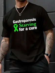 100% Cotton Unisex Gastroparesis Starving for a Cure Tee Shirt Awareness Ribbon T-Shirt – Cute & Comfy, Instagram Aesthetic, TikTok Fashion Tee