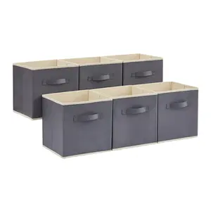 Foldable Cube Storage Bins, Non-Woven Fabric, for Shelves, Closets & Organizing Household Items, Room Decor Organizer Boxes Grey