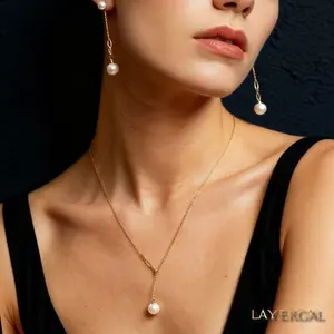 LG044 Elegant Hight Quality Y Shape Fresh P Chain Necklance/Earrings daily fashion jewelry for woman
