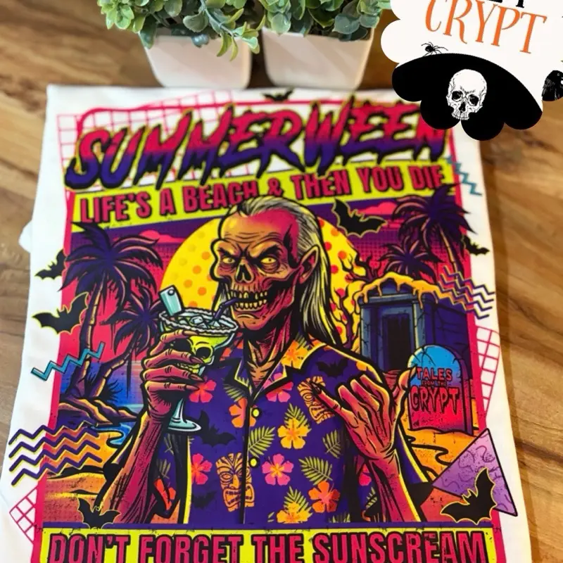 Summerween Crypt Keeper Life’s a Beach Graphic Tshirt