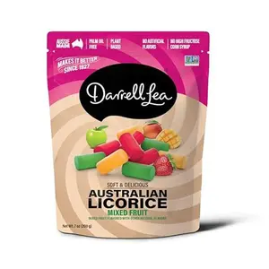 Darrell Lea Soft Australian Licorice, Mixed Fruit Flavor, 7 Ounce Bag (1-Pack) | Non-GMO, No Palm Oil, Plant Based, No High Fructose Corn Syrup | Soft & Chewy Licorice Candy, Made in Australia