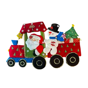 Handmade Christmas Train Wall Hanging – Santa & Snowman Felt Decoration | Mi Tierra Crafts