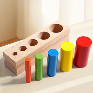Montessori Early Education Toy for Toddlers, Wooden Colorful Cylinder Sorter, Shape Sorter, Visual & Tactile Development, Ideal Gift for Boys & Girls