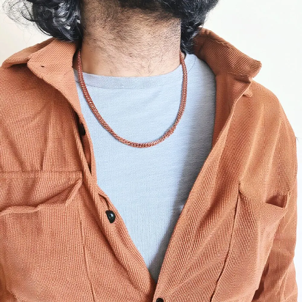Copper Wheat Chain Necklace - 22" Men Women Club Necklace