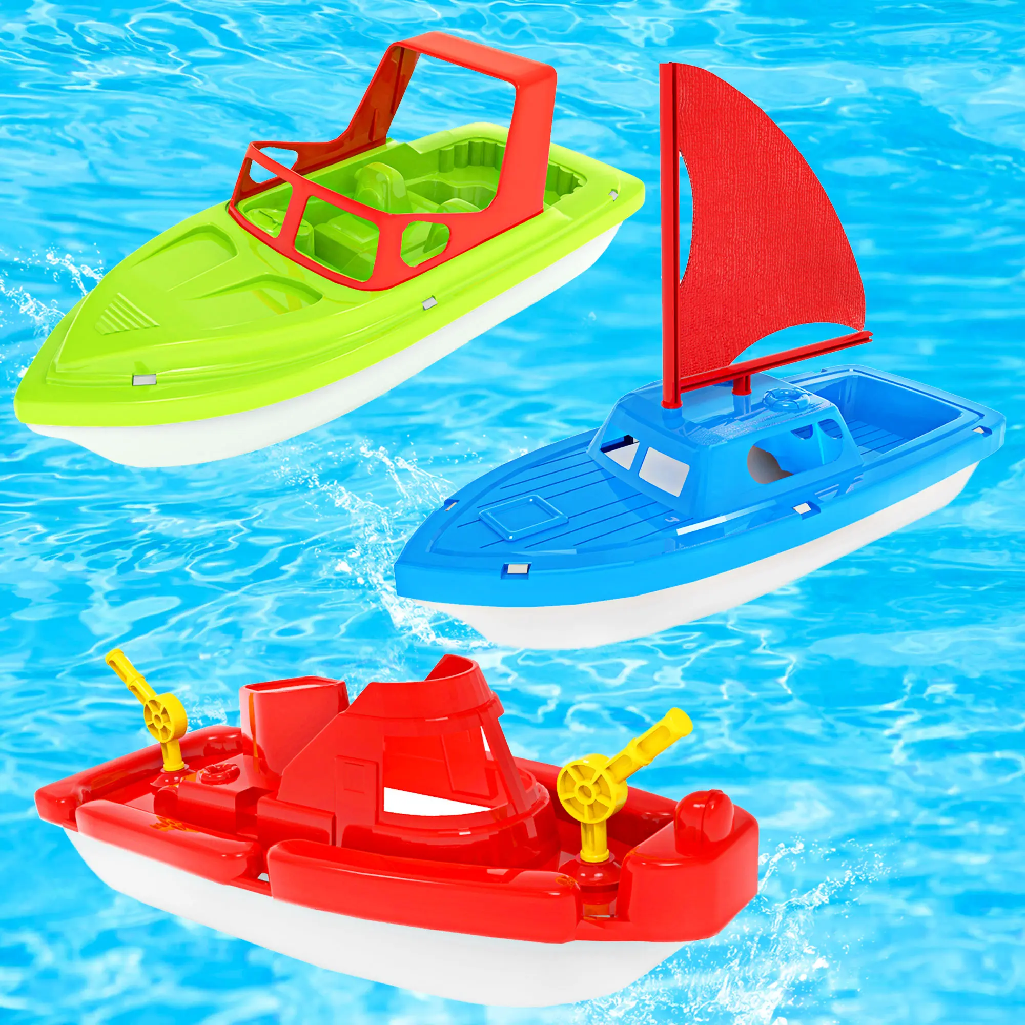 Toy Boats, 3 PCS Boat Bath Toy Toddler Pool Toys, Toy Boats for Water Play Plastic Toy Boats for Toddlers 1-3