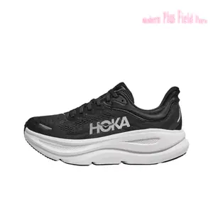 Black White Contrast Thick Cushion Road Running Shoes Breathable One-Piece Knit Mesh Upper Ultra Cloud Shock Absorbing Platform Midsole For Long Distance Jogging & Marathon Training