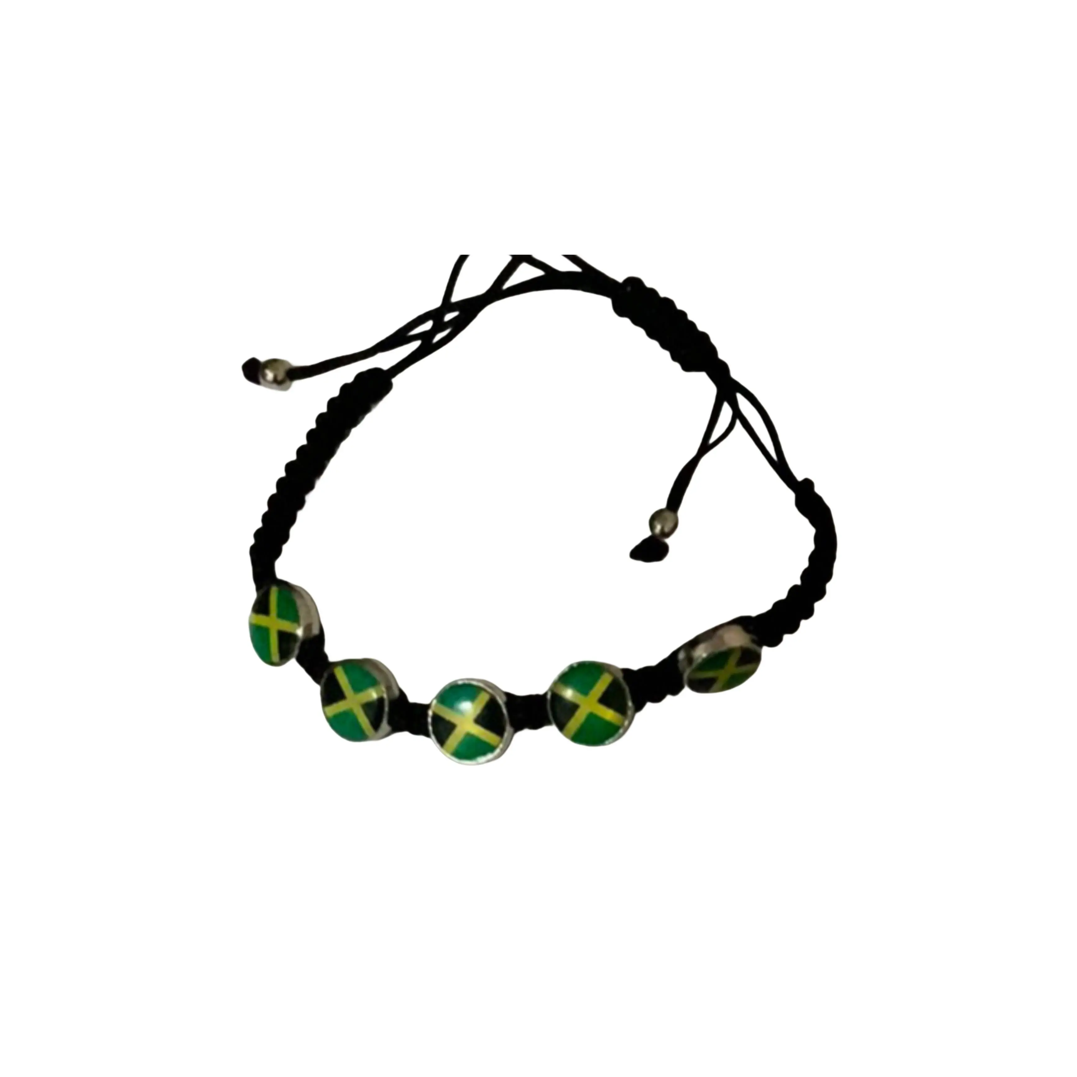 Bracelet-Adjustable Jamaica Flag Bracelet - Unisex Drawstring