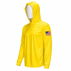 USA FLAG Performance Hoodie Men's Long-Sleeve Hoodie Shirt - Hi-Visibility, Ultra-Lightweight, Quick-Dry Polyester Birdeye Fabric, Safety Men's Hoodies