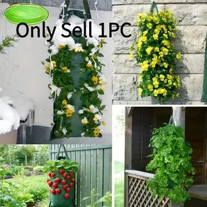 8-Hole Hanging Vertical Planter Bag, Breathable Water-Proof Reusable, Space-Saving Garden Planting, Ideal for Balcony Courtyard Fence