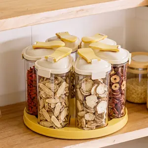 Rotating Grain Jar for Kitchen Storage, Sealed Moisture-Proof Spice Container, Multi-Purpose Food Storage Bucket, Kitchen Organizer