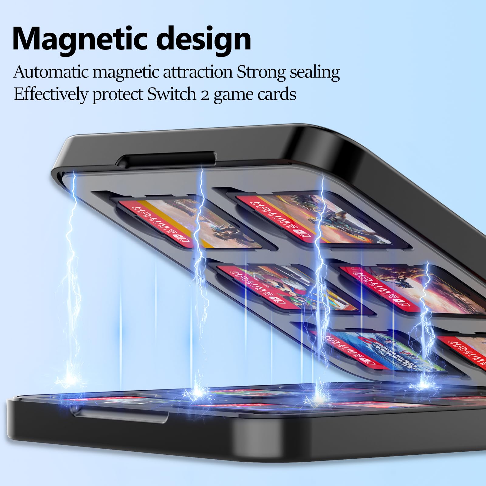 Game Card Case for Switch 2, 12 Games holder with Magnetic Closure-Customized Pattern Portable Storage Box for Switch 2 Accessory,Hard Shell, Silicone Lining