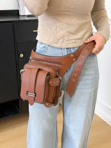 Vintage Waist Bag Outdoor Shoulder Crossbody Phone Belt Bag, Fashionable Motorcycle Bag, Stylish Leg Cinching Pouch