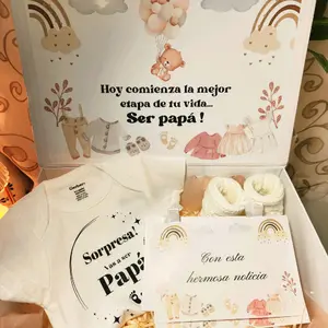 Pregnancy Announcement Gift Box for Dads, Including Adorable Baby Shirt and Heartfelt Message Card
