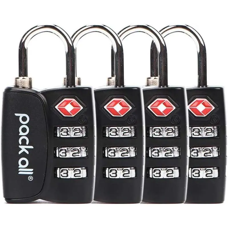 TSA Approved Small Compact Zinc Alloy 3-Digit Combination Luggage Padlocks, with Inspection Alert & Dial Reset, Easy-to-Use Multi-Function Lock for Suitcases, Gym Lockers, Laptop Bag, Purse