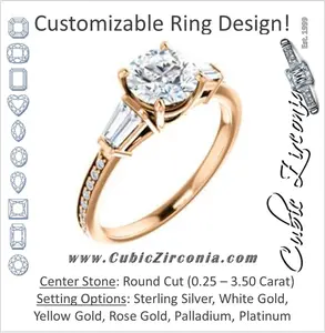 Cubic Zirconia Engagement Ring- The Bhakti (Customizable Enhanced 5-stone Round Cut Design with Thin Pavé Band)