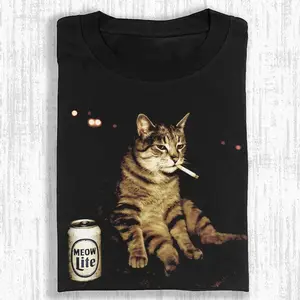 Funny Wacky Cat T-Shirt, Vintage Distressed Cat Graphic Tee, Cute Animal Humor Shirt, Cotton Crew Neck Casual Unisex Tee