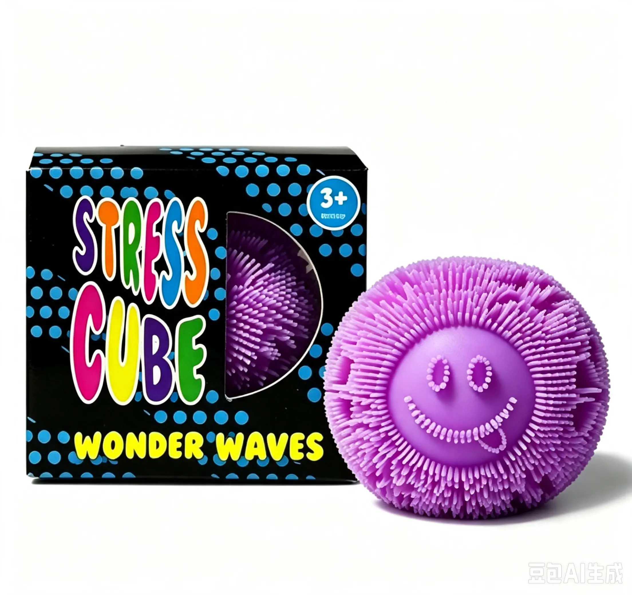 Smile Face Fuzzy Stress Ball Squeeze Fidget Toy for Kids Adults Anxiety Relief