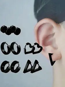 Fashion Punk Stainless Steel Earrings Set, Multiple Colors Available, Perfect for Daily Wear or Parties, Great Gift for Friends and Family