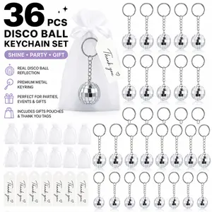 12 Pack Disco Ball Keychain  – Silver Mirror Ball Keychain, Retro Party Favors for Halloween, Christmas, Birthday – Perfect for Keyrings, Bag Charms, Decor