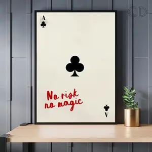 Vintage Spade Wall Decor Poster, 2D Flat Poker Card Canvas Art Print, Retro Style Home Decoration, Single Piece, Made in China, Artistic, Modern Home Decor