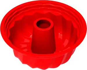 9.5 inch  cake Pans, Non-stick bundt cake molds,  Bakeware Baking Molds,  for making Cake, Bread, Jello, Gelatin (1, Red)