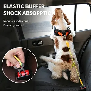 Adjustable Pet Car Seat Belt – Reflective Dog & Cat Leash with Elastic Bungee for Safe Travel